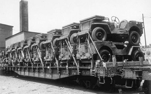 Jeeps On A Flatcar, 1944